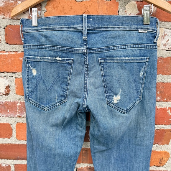 Mother The Cruiser Jeans Graffiti Girl Wash Distressed Flare Hem Sz 27 - Picture 7 of 11